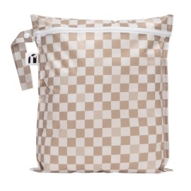 Roamio Waterproof Wet Bag for Baby, Travel, Swim Suit, Cloth Diaper, Pump Parts, Pool, Gym Clothes, Beach, Toiletry, Hook to Stroller, Daycare, Zipper Reusable Bag, Wetdry Packing Pouch, Beige Check