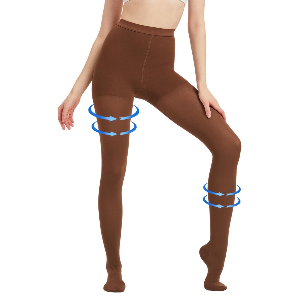 AMZAM Medical Compression Pantyhose for Women & Men, Closed Toe 15-20 mmHg Graduated Compression Stockings Waist High Support Leggings, Support Hose for Varicose Veins, Edema, Post Surgery, Brown 3XL