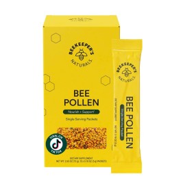 Beekeeper\'s Naturals - 100% Raw Bee Pollen Stick Packs, Natural Preserved Enzymes, Source of Vitamin B, Minerals, Amino Acids & Protein - Paleo & Keto Friendly, Gluten Free (15ct)