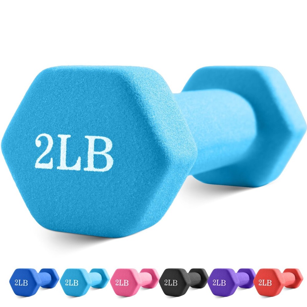 Portzon Weights Dumbbells with Neoprene Coating, 1LB-3LB Anti-Roll, Anti-Slip, Hexagonal Home Fitness Equipment for Shoulder,Neck, and Hand Training for Seniors over 55 old