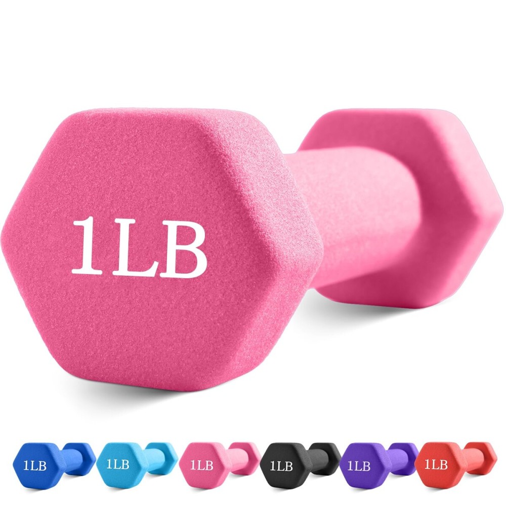 Portzon Weights Dumbbells with Neoprene Coating, 1LB-3LB Anti-Roll, Anti-Slip, Hexagonal Home Fitness Equipment for Shoulder,Neck, and Hand Training for Seniors over 55 old