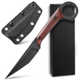 Ccanku C1140 Fixed Blade Knife,D2 Blade Dalbergia Handle Claw Knife for Outdoor, EDC Tool, Survival, Hiking, Camping(Dalbergia)