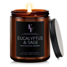 Eucalyptus & Sage Scented Candles,Candles for Home Scented Aromatherapy Candles,Soy Wax Candle Gift for Women Men Amber Jar Candle, 7oz