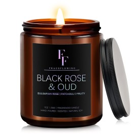 Black Rose & Oud Scented Candles, Candles for Home Scented Aromatherapy Candles,Soy Wax Candle Gift for Women Men Amber Jar Candle, 7oz