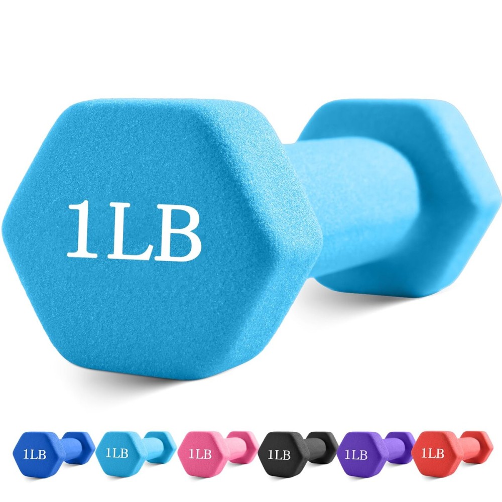Portzon Weights Dumbbells with Neoprene Coating, 1LB-3LB Anti-Roll, Anti-Slip, Hexagonal Home Fitness Equipment for Shoulder,Neck, and Hand Training for Seniors over 55 old