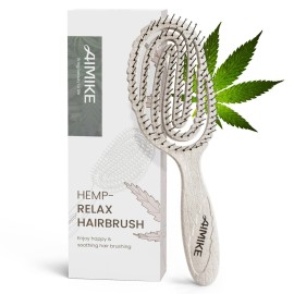 AIMIKE Hemp-Relax Detangler Hair Brush, Eco-Friendly Detangling Brush for Wavy Straight Hair, Vented Hairbrush w/Soft Bristles, Glide Through Tangles with Ease for Women, Kids, Wet & Dry Hair