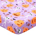 UOMNY Halloween Pumpkin Crib Sheet for Boys Girls Halloween Fitted Crib Sheets for Standard Crib 52 X 28 Inch Toddler Crib Mattresses Sheet