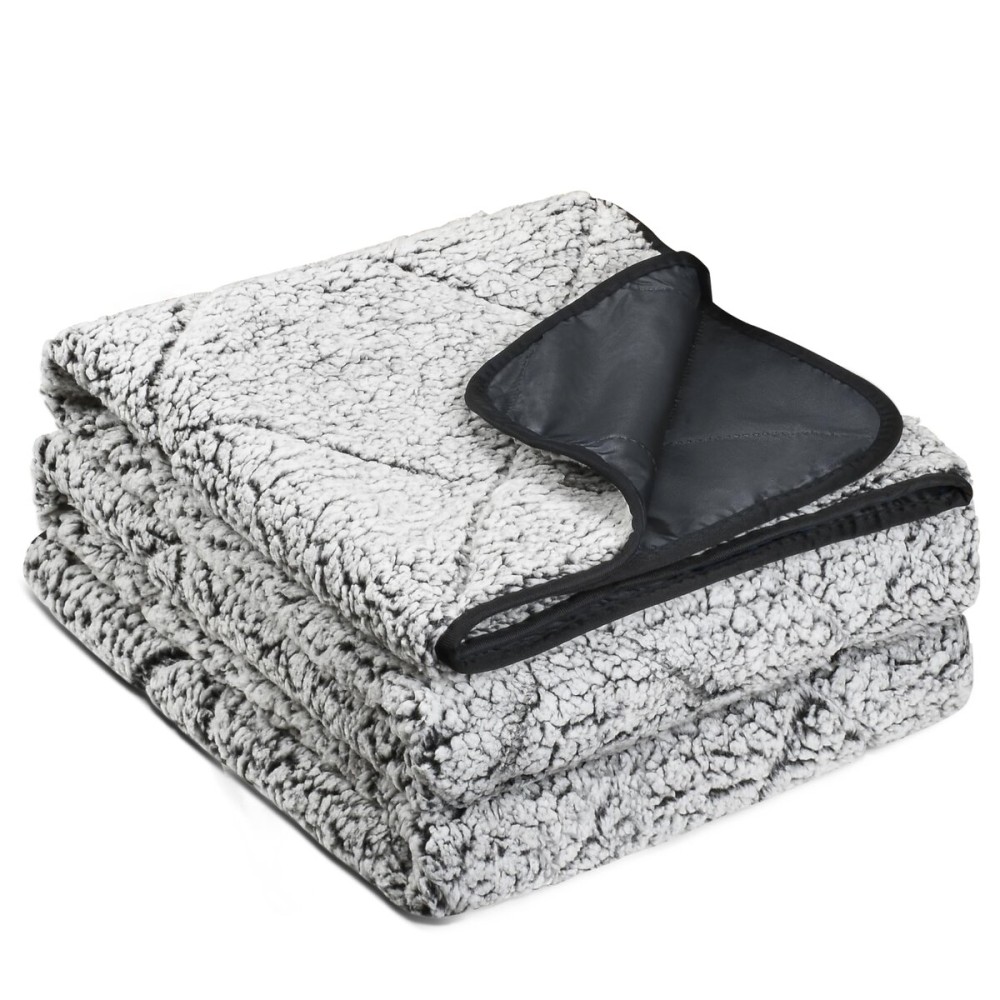 Tirrinia Waterproof Outdoor Blanket with Sherpa Lining, Insulated Waterproof Oxford & Plush Sherpa, Foldable for Stadium Camping, Sports, Picnic, Grass, Concerts, Pet,60 x 80
