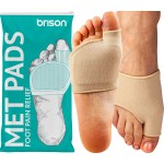 Brison Podiatrist-Designed Metatarsal Pads for Women & Men - Ball of Foot Cushions for Pain Relief Gel Sleeves Metatarsalgia Mortons Neuroma Calluses - 2 Pairs (Beige, Small) W 2-3