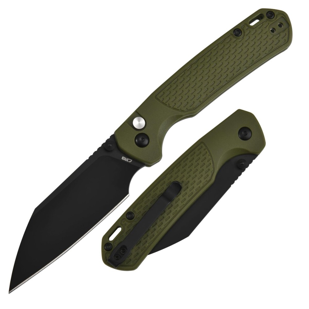CJRB Pyrite-Light Pocket Knife, Folding Knife with 3.34\'\' AR-RPM9 Steel Blade EDC Knife Small Pocket Knife with Pocket Clip for Men Women, Suitable for Camping Survival Hiking Knives, J1945 Green