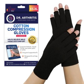 Doctor Developed Compression Gloves for Women and Men, Open-Finger Arthritis Gloves, Typing Gloves, Arthritis & Carpal Tunnel (Black,1 Pack, Large)