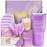 BODY & EARTH Self Care Gifts for Women Get Well Soon Gifts, Purple Birthday Gift Baskets, 8pcs Lavender Bath and Body Sets with 20oz Vacuum Insulated Tumbler Mother\'s Day Gifts for Mom