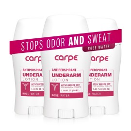 Carpe Clinical Strength Underarm Antiperspirant for Women with Rose Water scent, Combat excessive sweating Stay fresh and dry, Great for hyperhidrosis (Pack of 2)