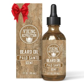 Viking Revolution Palo Santo Beard Oil for Men - Natural Mens Beard Oil with Argan Oil and Jojoba Oil - Beard Softener, Strengthens and Moisturizes - Beard Conditioner for Men (Palo Santo, 1 Pack)
