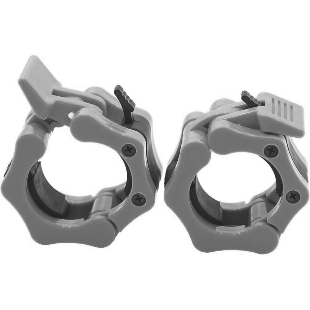 Clout Fitness Pro Elite Olympic Barbell Clamps Collars Quick Release Pair of Locking Weight Clips Fit 2 Inch Barbell for Weightlifting (White)