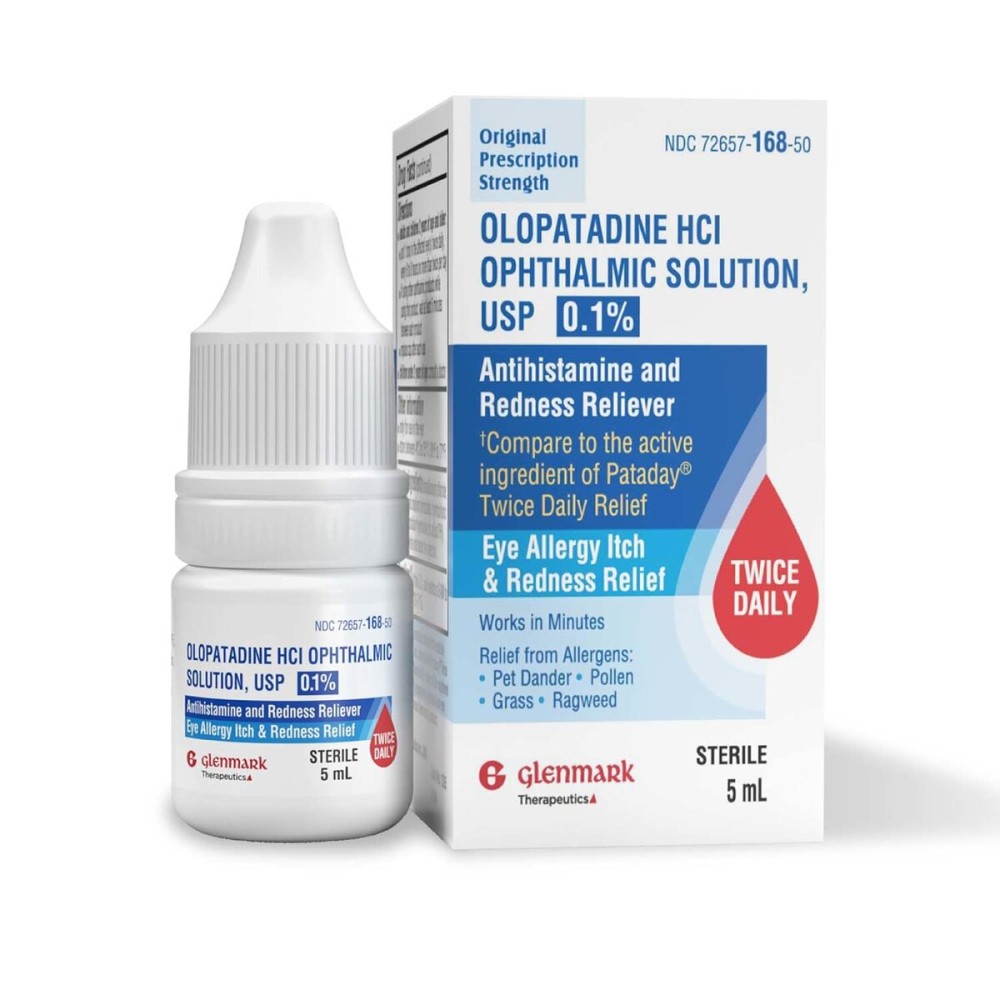 Glenmark Therapeutics Olopatadine Eye Drops for Allergies, Redness Relief, Antihistamine Eye Drops, Allergy Relief from Pet Dander, Pollen, Grass, Ragweed, Works in Minutes, Olopatadine HCl 0.1%, 5ml