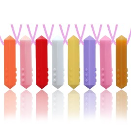 Chew Necklace for Sensory Kids Girls, 8 Pack Sensory Chew Necklaces for Autistic Children with ADHD, SPD, Anxiety, Teething, Sensory Toys for Kids with Autism Reduce Adults Chewing, Biting