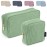 MAGEFY Makeup Bag for Purse, 2 Pcs Corduroy Cosmetic Bag for Girls Women Small Travel Makeup Pouch with Zipper(Green)