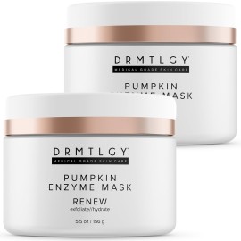 DRMTLGY Pumpkin Enzyme Face Mask with Jojoba Beads. Gentle Exfoliating Pumpkin Facial Mask for Dullness, Uneven Skin Tone, Fine Lines and Wrinkles. 5.5 oz, 2 pack