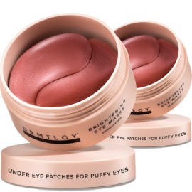 DRMTLGY Brightening Eye Masks (30 Pairs) - Caffeine Eye Masks for Dark Circles and Puffiness with Hyaluronic Acid, Eye Patches for Puffy Eyes - 2 pack