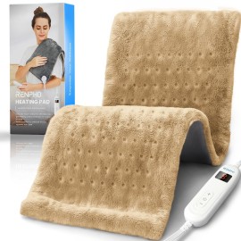 RENPHO King Size Heating Pad for Back Pain & Cramps Relief, Hsa Store Eligible Items, Heat Pad for Knee and Leg, Christmas Gifts for Men Women, Auto Shut Off, ETL Certified, 12 x24 Light Yellow