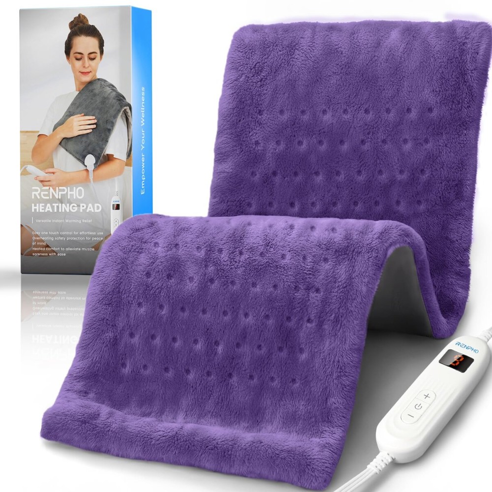 RENPHO XL Electric Heating Pads, King Size Heating Pad for Back Pain & Cramps Relief, FSA Eligible HSA Store, Christmas Gifts for Women Men Mom Dad, ETL Certified, Auto Shut Off, 12 x 24 Violet