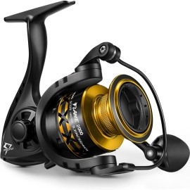 Piscifun Flame Spinning Reels, Lightweight 9+1BB Ultra Smooth Spinning Fishing Reels, Carbon Fiber 19.8Lbs Max Drag, 2000, Gold