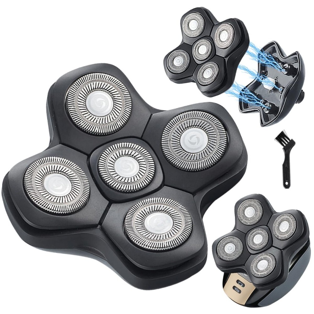 HONTEC Universal New Upgrade 5 Blades Magnetic Interface Head Shaver Replacement Heads Replacement Blade Electric Razor Shaver Head (5D Black)
