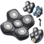 HONTEC Universal New Upgrade 5 Blades Magnetic Interface Head Shaver Replacement Heads Replacement Blade Electric Razor Shaver Head (5D Black)