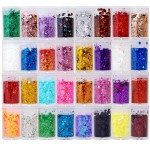 32 Pack Chunky Mix Holographic Glitter - Face Glitter, Nail Glitter, Chunky Fine Glitter, Craft Glitter for Crafts, Makeup & Body, Festival Chunky Glitter, Cosmetic Grade
