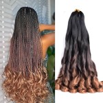 French Curl Braiding Hair 24 Inch Curly Braiding Hair Pre Stretched 75g/pack 8 Packs Bouncy Braids Hair for Black Women Hair Extensions (24inch,8 pack,C16)