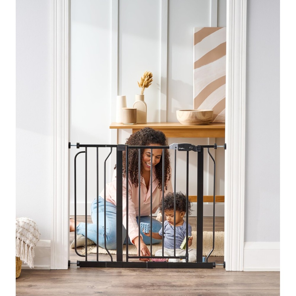 Regalo Safety 38.5 Inch Extra Wide Baby Gate for Doorways & Bottom of Stairs, Pressure Mount Safety Gate for Babies, Toddlers & Pets, Tested & Safe, American Designed, Family Owned, Black