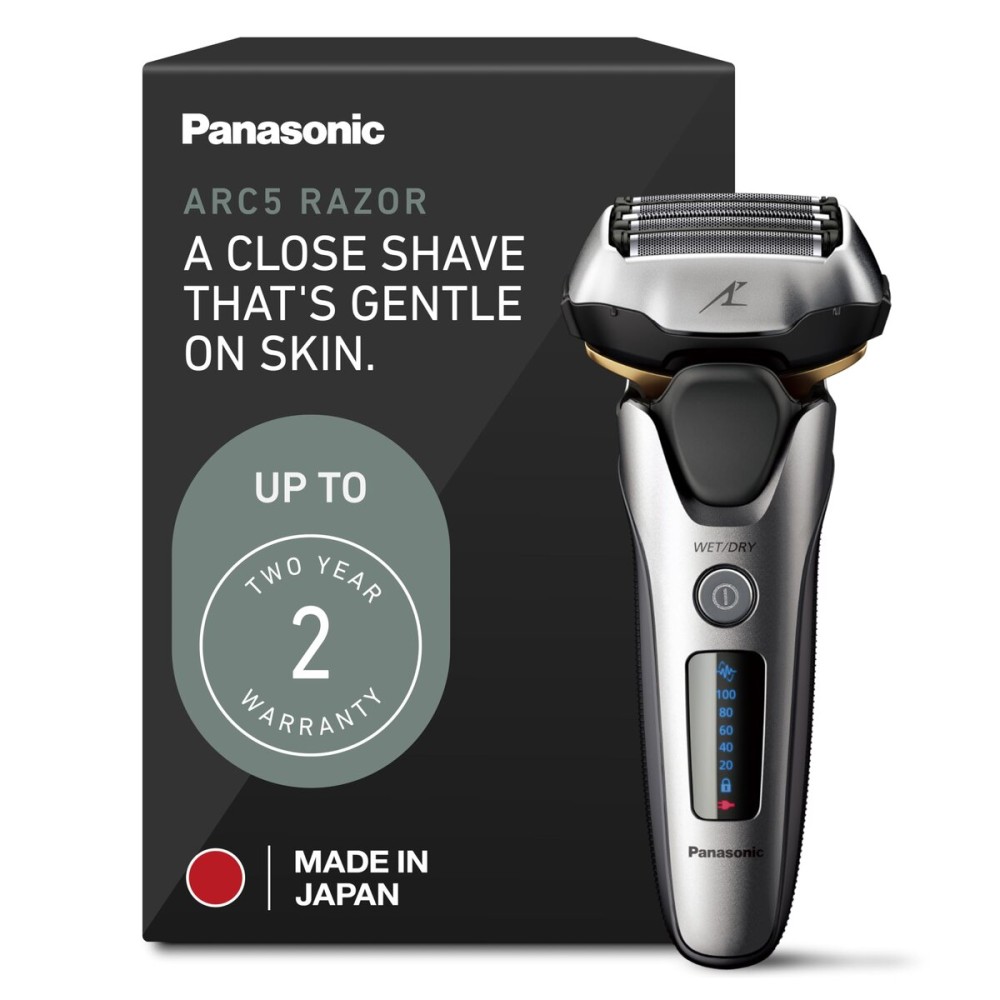 Panasonic ARC5 Electric Razor for Men with Pop-up Trimmer, Wet Dry 5-Blade Electric Shaver with Intelligent Shave Sensor and 16D Flexible Pivoting Head - ES-ALV6HS (Silver)