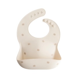 mushie Silicone Baby Bib | Adjustable Fit Waterproof Bibs (Pretzel)