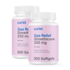Curist Gas Relief Simethicone 2 Pack - 250 mg Softgels (600 Count) Digestive Relief, Bloating Relief & Anti Flatulence Gas Pills for Adults aids Gas and Bloating Relief (600 Softgels)