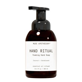 Muse Apothecary Hand Ritual - Aromatic and Nourishing Foaming Hand Soap, Infused with Natural Aromatherapy Essential Oils - USDA Certified Biobased - 11.5 oz, Coconut + Sandalwood