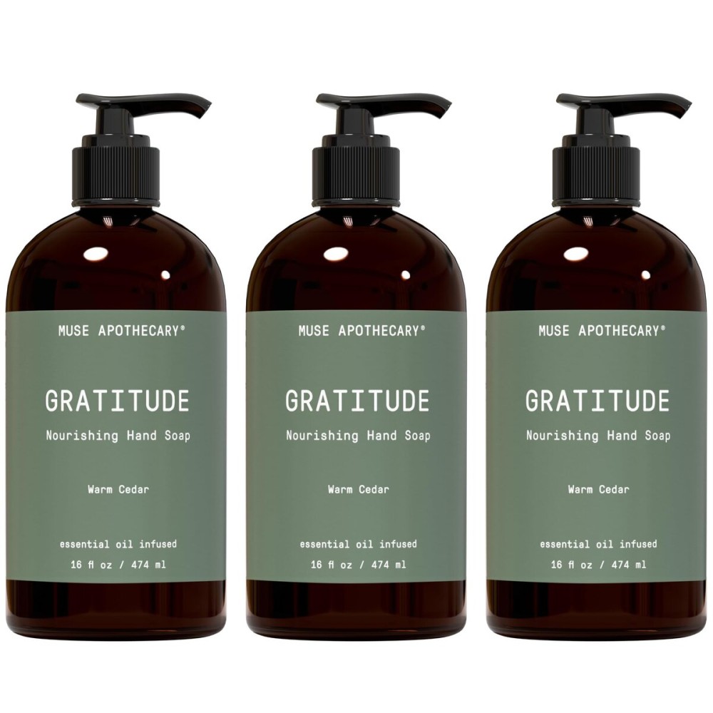 Muse Apothecary Hand Ritual - Botanical Collection - Aromatic and Nourishing Hand Soap, Infused with Natural Aromatherapy Essential Oils - 16 oz, Warm Cedar, Pack of 3