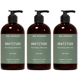 Muse Apothecary Hand Ritual - Botanical Collection - Aromatic and Nourishing Hand Soap, Infused with Natural Aromatherapy Essential Oils - 16 oz, Warm Cedar, Pack of 3