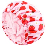 Shower Cap for Women Terry Lined Bath Cap Large Reusable Waterproof Elastic Band Pink Strawberry Shower Caps for Long Thick Hair Soft Bath Shower Hair Caps
