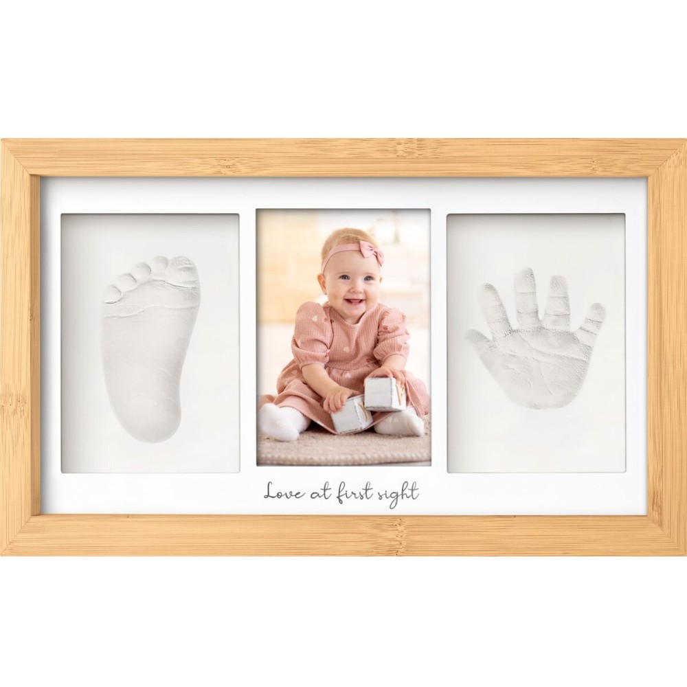KeaBabies Baby Hand and Footprint Kit - Clay Handprint Keepsake Frame, Newborn Nursery Picture Frame, Personalized New Mom Gifts for Baby First Christmas Shower (Bamboo)