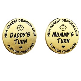 New Dad Mom Gifts Funny Decision Making Coin, New Baby Gift for Parent Mummy Daddy Pregnancy Women First Time to be Moms Dads St.Patrick\'s Day Easter Birthday Gifts Double Sided