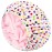 Shower Cap for Women Terry Lined Bath Cap Large Reusable Waterproof Elastic Band Pink Point Shower Caps for Long Thick Hair Soft Bath Shower Hair Caps