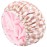 Shower Cap for Women Terry Lined Bath Cap Large Reusable Waterproof Elastic Pink Checkered Band Shower Caps for Long Thick Hair Soft Bath Shower Hair Caps