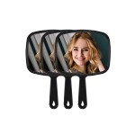 MIRRORNOVA Hand Mirror, Barber Hairdressing Handheld Mirror with Handle for Salon, Square, Black, Medium,Pack of 3