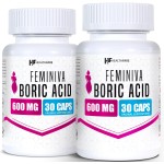 Healthfare Feminiva Boric Acid Suppositories | 2-Pack | 30 Vaginal Suppositories Each | 600mg | 100% Pure | Made in The USA