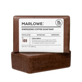 MARLOWE. No. 109 Coffee Bar Soap 7 oz, Body Scrub Soap for Men, Refreshing, Energizing & Exfoliating with Natural Extracts, Caffeine, Coffee Beans & Cocoa Butter, Fresh Brewed Scent