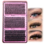 Focipeysa Fluffy 360pcs Lash Clusters 30P+40P+50P DIY Lash Extension Volume Thick Clusters Lashes D Curl Eyelash Extension 9-16mm Individual Lash for Self Application at Home