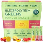 Keto Vitals Keto Electrolytes Plus Greens Superfood Powder Packets - 30 Servings Super Greens Powder Packets with Sugar Free Electrolytes for Hydration, Gut Health & Digestion - Green Drink Mix