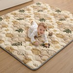 Blissful Diary Baby Play Mats for Floor, 71x59 Inch Extra Thicker & Large Soft Cushioning Foam Playmats for Babies and Toddlers, Foldable Washable Baby Crawling Mat for Playpen, Earth Tones Design