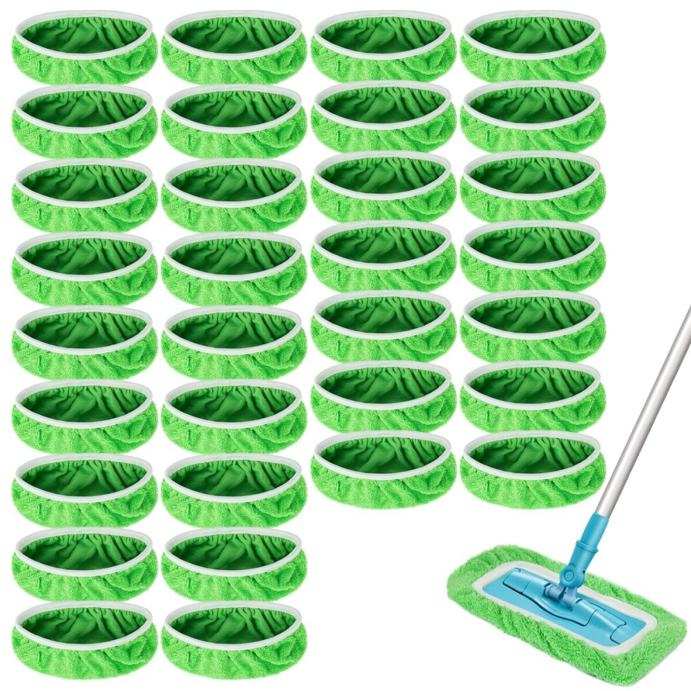 Reusable Dry Sweeping Cloths Microfiber Wet Mop Pads Compatible with Swiffer Sweeper Mop Replacement Sweeping Mopping pad Refills for Hardwood Surface Floor Cleaning (32)